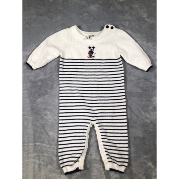 Janie and Jack Newborn striped Disney 1-piece size small - Picture 1 of 4